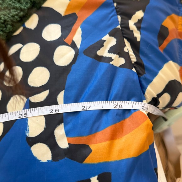 Farm Rio Colorful Tucano Puffer Jacket Mixed Sherpa Fleece S Blue Multi Zip Up - Picture 6 of 7